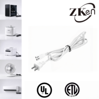 Weißes Netzkabel mit US-Doppelstecker, UL & ETL Zertifiziertes PVC-Kabel, Anpassbare Länge für Elektronische Geräte