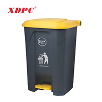 Poubelle de rangement mobile à pédale, à ouverture supérieure, 50/80/100 litres, en plastique pour extérieur avec roues, écologique