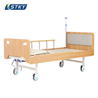 Lit médical manuel en bois à 2 manivelles pour personnes âgées, soins à domicile, avec dossier et repose-jambes réglables, table à manger et matelas