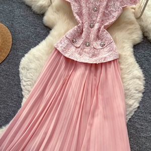 Soldes d'usine : Robe plissée élégante taille haute en dentelle, coupe ajustée, pour femme, style décontracté – Meilleure vente - Product Image 6