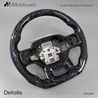 Volant personnalisé en fibre de carbone forgée bleue avec poignées en cuir pour Ford F-150 Raptor R XL XLT 4x4 Tremor STX 2019-2025