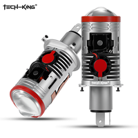 Lente de Proyector LED Mini H4 Bi de 96W, Bombilla para Auto, Faros Delanteros con Conexión Magnética, Plug and Play, Doble Haz Alto/Bajo, Blanco 6000K