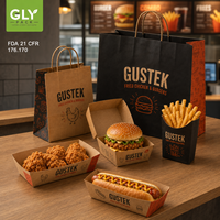 Juego de Empaque de Comida Rápida Kraft Impreso Personalizado, Caja para Hamburguesas, Pollo Frito, Hot Dogs, Papas Fritas, Bolsa de Papel, Empaque para Restaurantes para Llevar
