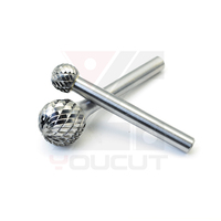 Fraise rotative en forme de boule de type D, double coupe, tige de 6 mm, qualité YT07/YT10 pour le meulage et l'ébavurage de l'acier inoxydable et du fonte.