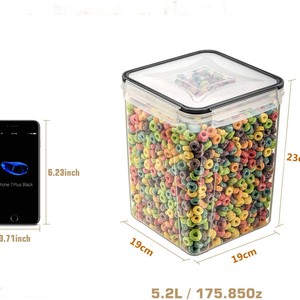 Contenitori per Alimenti <span class=keywords><strong>Rio</strong></span> 5.2L, Set da 4 Pezzi, Extra Grandi, Alti, Ermetici, Senza BPA, Impilabili, Adatti al Congelatore, Riutilizzabili, per Conservazione Alimenti e Organizzazione Desktop - Product Image 5