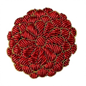 Custom Luxury Nonwoven Felt Embroidered Bullion Wire Rhinestone Brooches for Jackets Shoes & <b>Hats</b> - Product Image 1
