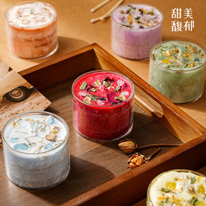 Bougie d'aromathérapie aux herbes, cristal naturel, fleurs séchées, vœux et bénédictions, cire de soja, encens de chambre, élimine les odeurs - Product Image 3