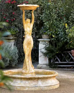 Fuente de agua de granito amarillo para exteriores, jardín, música, baile