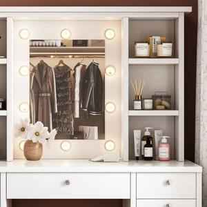 Mirror Small Design Girl Luxury Chair Makeup <strong>Dressing</strong> <strong>Table</strong> for Bedroom, <strong>Dressing</strong> <strong>Table</strong> With Led Mirror and Drawer - Product Image 5