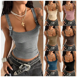Camiseta sin mangas de punto delgada y transpirable para <span class=keywords><strong>mujer</strong></span>, estilo casual, con logotipo personalizado, gráfico, venta al por mayor, OEM, camiseta de algodón personalizada para bebé - Product Image 3