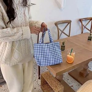 Promotional <b>Large</b> Woman Holiday Canvas Tote Fashion Grid Lady Handbags Custom Logo Shopping <b>Bag</b> - Product Image 1