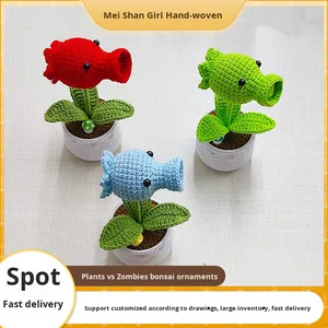 Decoración para el Hogar, Ramo de Flores Tejidas, Hilo de Lana, Guisantes Zombis, Girasol, Planta en Maceta, Flor Artificial Tejida - Product Image 2