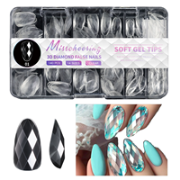 Populaire 120/boîte Capsules d'ongles souples en gel ABS 3D, formes rhomboïde, amande, carrée, cercueil, couvrance totale, 12 tailles