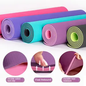 Lezyan thảm tập thể dục chống trượt 6mm dày hai màu thảm tập yoga tpe nhảy dây tập thể dục cho trẻ em