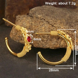 Orecchini a Cerchio Vintage con Rubino Simulato a Forma di Fiore per Donne, Gioielli Eleganti e alla Moda - Product Image 4
