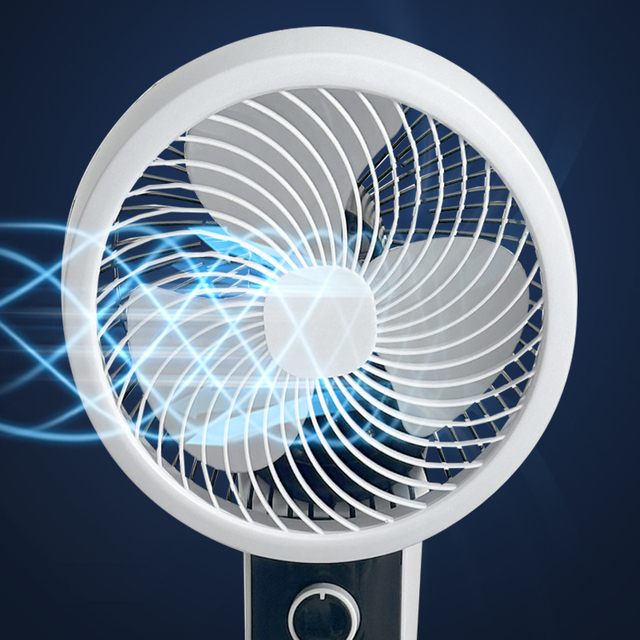 Electric 9-Inch 360-degree Rotation 2-in-1 Cooling Fan Loop Airflow Quiet Operation Space-Saving Adjustable Height Household