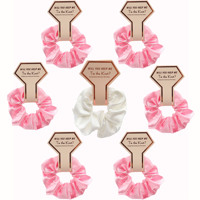Paquet de 20 pièces de chouchous en Satin de soie, étiquette volante, vente en gros, chouchous pour cheveux filles, attaches pour cheveux, porte-queue de cheval fantaisie pour femmes, bande élastique