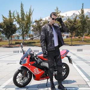 DIYAMO 3D Veste de moto en cuir respirant à double maille Équipement de protection pour hommes