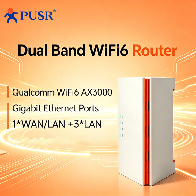PUSR Global Dual Band WiFi6 AX3000 CPE Router 4 Gigabit Ethernet Ports 1 WAN 4 LAN QoS VPN Commercial/Home U200C