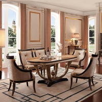 Nouvel ensemble de table à manger classique européenne en bois massif personnalisable avec 6 chaises pour la maison, l'appartement et l'hôtel