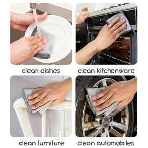 Nouveaux chiffons de nettoyage tissés pour cuisine, serviettes de vaisselle réutilisables en microfibre, chiffon en fil d'<span class=keywords><strong>argent</strong></span> non gras pour restaurants - Product Image 5