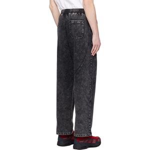 Pantalon de jogging streetwear personnalisé pour homme, en coton molletonné épais, délavé à l'acide, à empiècements, coupe ample et jambe large - Product Image 4