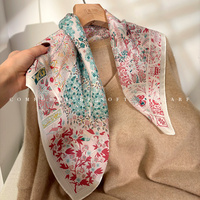 Écharpe de luxe 100 % soie de mûrier, double georgette, carrée, ourlet roulé à la main, imprimée sur mesure, foulards en soie de créateur pour femmes, OEM/ODM