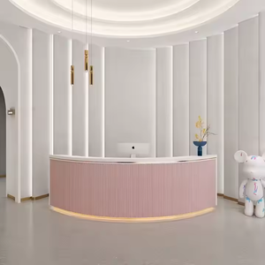 Custom Curved Reception Counter Modern Office <b>Desk</b> Furniture Glossy Piano Varnish Beauty Salon Reception <b>Desk</b> - Product Image 2