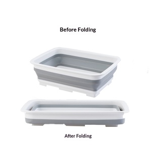 Draagbare opvouwbare rechthoekige wasbak van huishoudelijk plastic voor gebruik in keuken, badkamer, buiten en tijdens reizen - Product Image 3