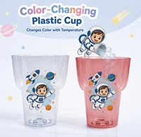 Couvercle de tasse en plastique à changement de couleur selon la température, pailles personnalisées, gobelets promotionnels pour événements et fêtes d'enfants, conformes EN ASTM, écologiques, qualité alimentaire