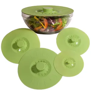 4 Delige Set Food Grade Universele Herbruikbare Kom Cover Flexibele Siliconen Pot Deksel Sets