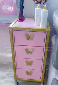 Meubles pour cheveux Ensemble de chaises de salon de coiffure Chaise de coiffure à couverture rose Chaises de salon de coiffure avec miroir - Product Image 5