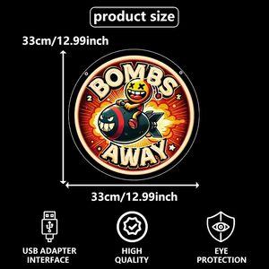ป้ายไฟนีออน <span class=keywords><strong>Bomb</strong></span> Away สำหรับตกแต่งผนัง, ป้ายเท่ๆ สำหรับห้องแมนเคฟ โรงรถ ไฟนีออนแบบกำหนดเอง ไฟนีออน LED - Product Image 2