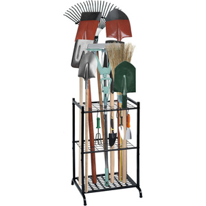 <b>Gardening</b> tool organizer with <b>hooks</b>, garage/patio tool tower, holds 35 long-handled tools. - Product Image 1