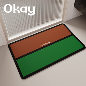 โอเค แผ่นรองอาบน้ำทรงสี่เหลี่ยมผืนผ้า สีพื้น ดูดซับน้ำได้ดี กันลื่น ใช้ได้ทั้งในห้องครัวและห้องน้ำ ดีไซน์มินิมอล ซักล้างได้ - Product Image 5