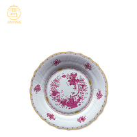 Service de vaisselle en porcelaine fine de style classique, assiettes roses vintage en céramique pour restaurant, hôtel, événement