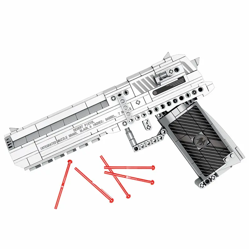 Reobrix 77001 Block Gun Series Military Desert Eagle Model Building Block Gun Boy Educational Assembly Plastic Pistol Block Toys