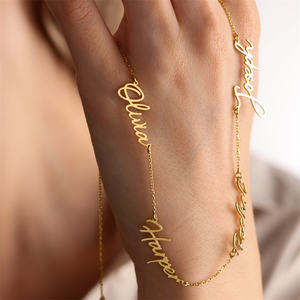 Collar de tres nombres chapado en oro, placa con nombre para varias familias, joyería personalizada, regalos para madres - Product Image 3