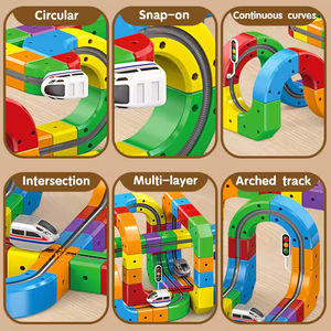 Jouets de construction éducatifs en plastique DIY, circuit de train à grande vitesse, cadeaux pour enfants, train électrique magique, ensembles de jouets en cubes - Product Image 6