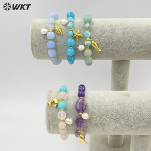 WT-B712 Bellissimi Bracciali in Oro <span class=keywords><strong>con</strong></span> Perle Naturali e Ciondoli a Forma di Stella e Conchiglia, Accessori di Gioielleria alla Moda - Product Image 2