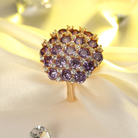 Zircon cubique violet grande taille réglage de la broche couleur or cerceau pierre violette ciel étoilé bague de nuit
