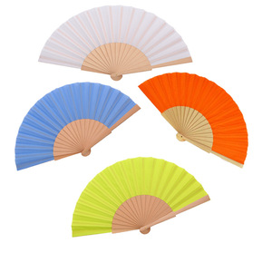 Precio al por mayor: Abanicos plegables japoneses de 23 cm con varillas de <span class=keywords><strong>madera</strong></span> y bambú, abanicos de mano de <span class=keywords><strong>madera</strong></span> y tela, venta al por mayor - Product Image 2