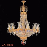 Zhongshan Fabricant Éclairage Style Européen Grande Suspension Argentée Dorée Bougie Lustres En Cristal De Luxe