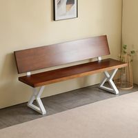 Banc de patio extérieur moderne en fer blanc, pieds de 16 pouces, base de chaise en métal triangulaire avec support de dossier, lot de 2