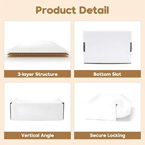 Boîtes d'expédition en carton ondulé blanc durable avec couvercles pour entreprises, envois postaux, livraison, emballage cadeau, stockage - Product Image 3