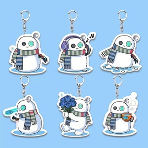 Porte-clés en acrylique mignon motif bonhomme de neige de dessin animé, idéal pour les fans, comme ornement de sac ou cadeau de merchandising pour étudiants, disponible en gros. - Product Image 6