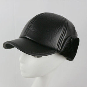 Men's Leather Baseball <b>Cap</b> With Ear Flaps Faux Fur <b>Winter</b> Warm Hat For Middle Aged And Elderly - Product Image 2