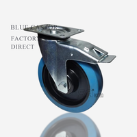 150mm 200mm roulette robuste en caoutchouc bleu TPR Double axe roues pivotantes 5 pouces largeur 50mm roue silencieuse universelle