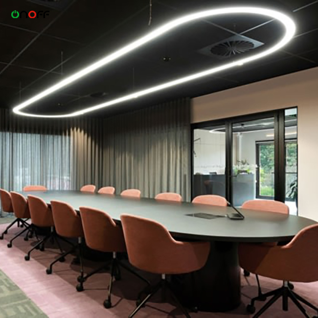 Oval Shape Led Linear Pendant Light Customized Commercial Led Profile Light for Meeting Table
