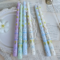 Europäischer Stil 25cm Lange Blumenmuster-Stabkerze Rauchfreie Handgemachte Sojawachs-Kerze für Hochzeit Festival Heim-Atmosphäre Dekoration